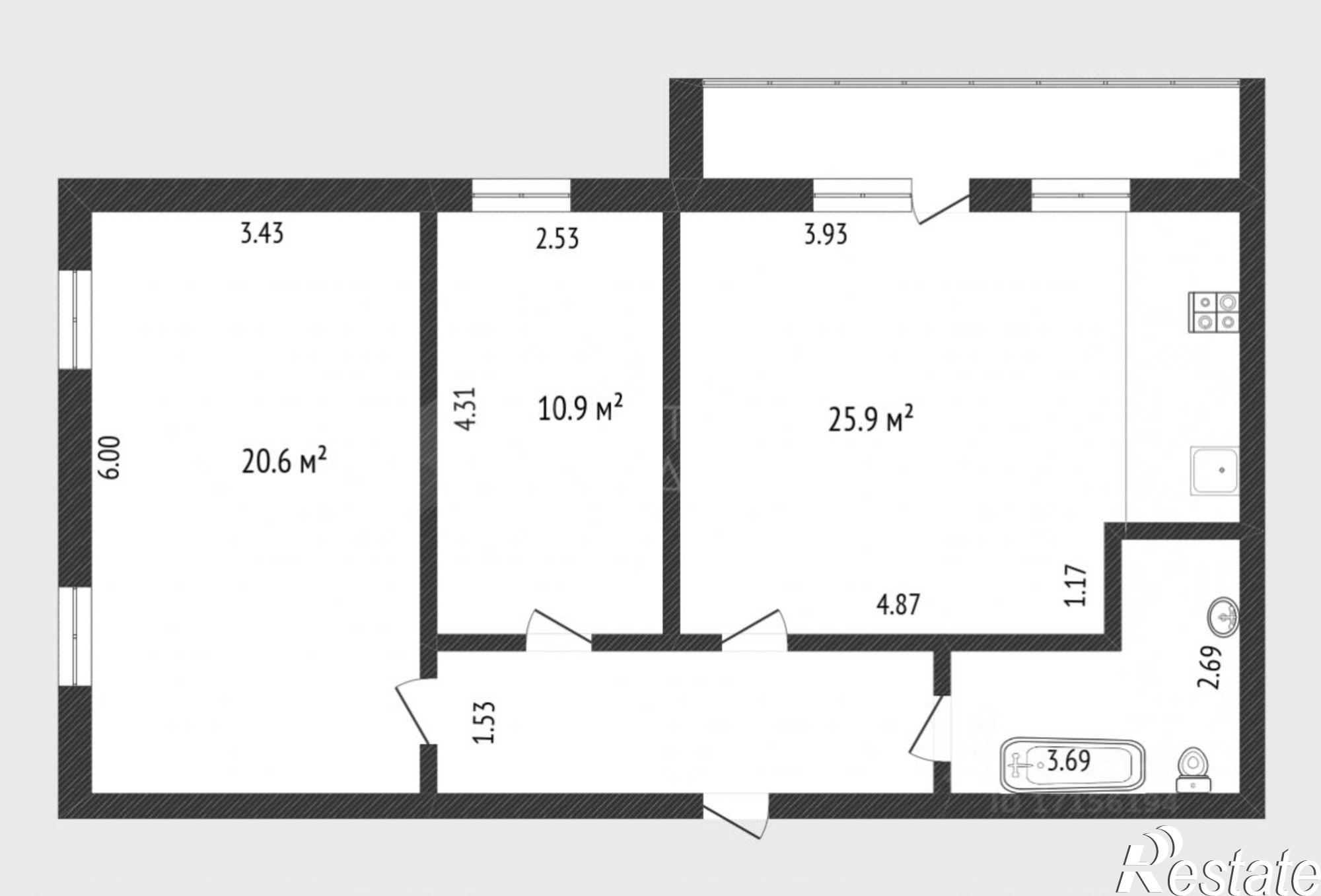Купить квартиру за 6 890 000 рублей на улица Домостроителей, 4А