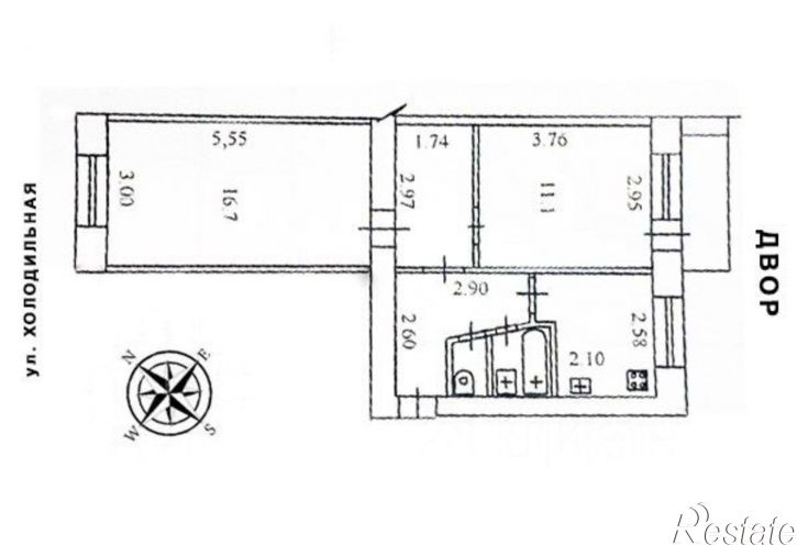 2-комн квартира ул Холодильная, 55,  д. 55