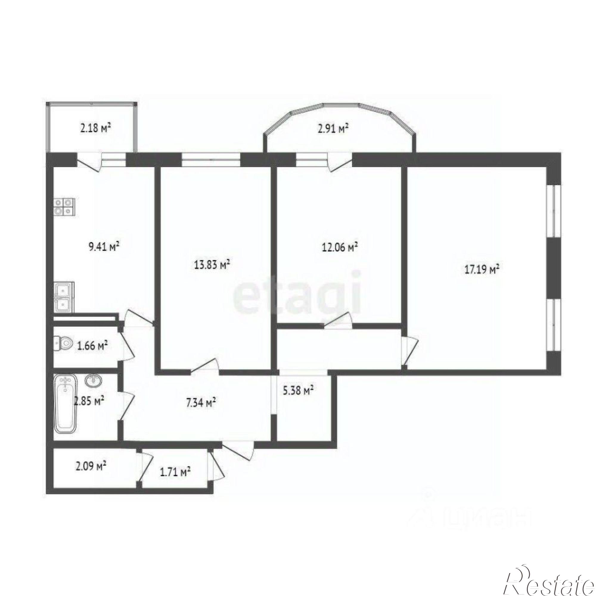 Купить квартиру за 5 100 000 рублей на Измайловская улица, 5