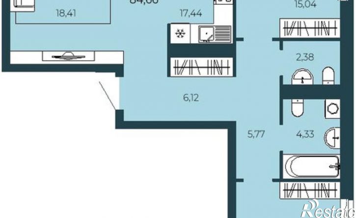 2-комн квартира улица Василия Подшибякина, 9,  д. 9