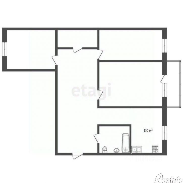 3-комн квартира Рижская улица, 82,  д. 82