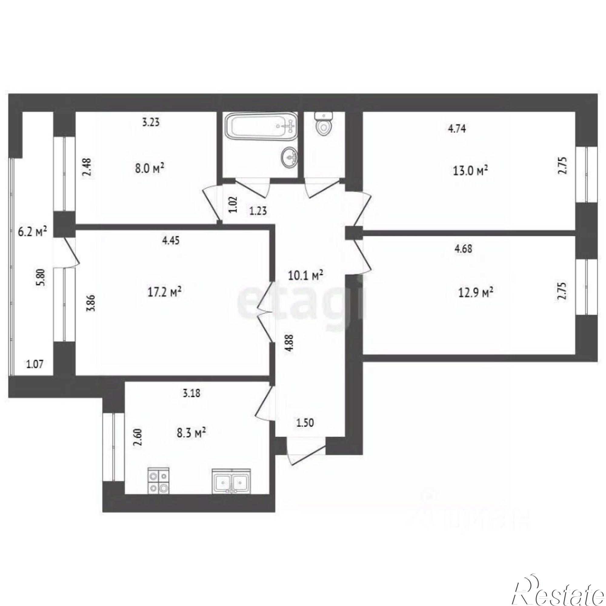 Купить квартиру за 6 500 000 рублей на Ставропольская улица, 4