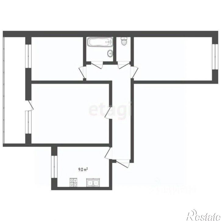 3-комн квартира городской округ Тюмень