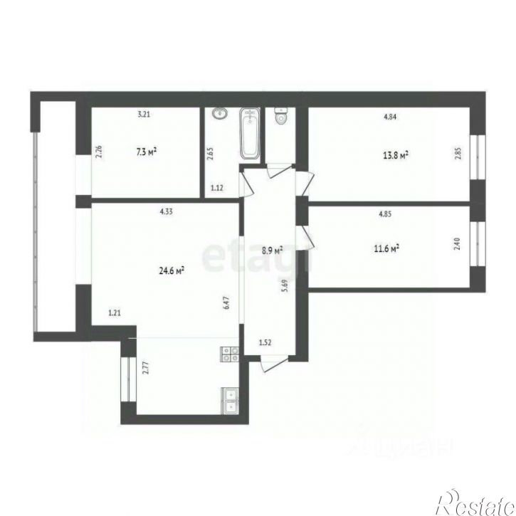 3-комн квартира Транспортная улица, 119/1,  д. 119/1