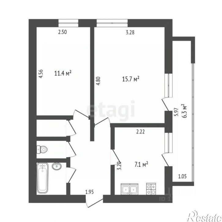 2-комн квартира Первомайская улица, 58,  д. 58