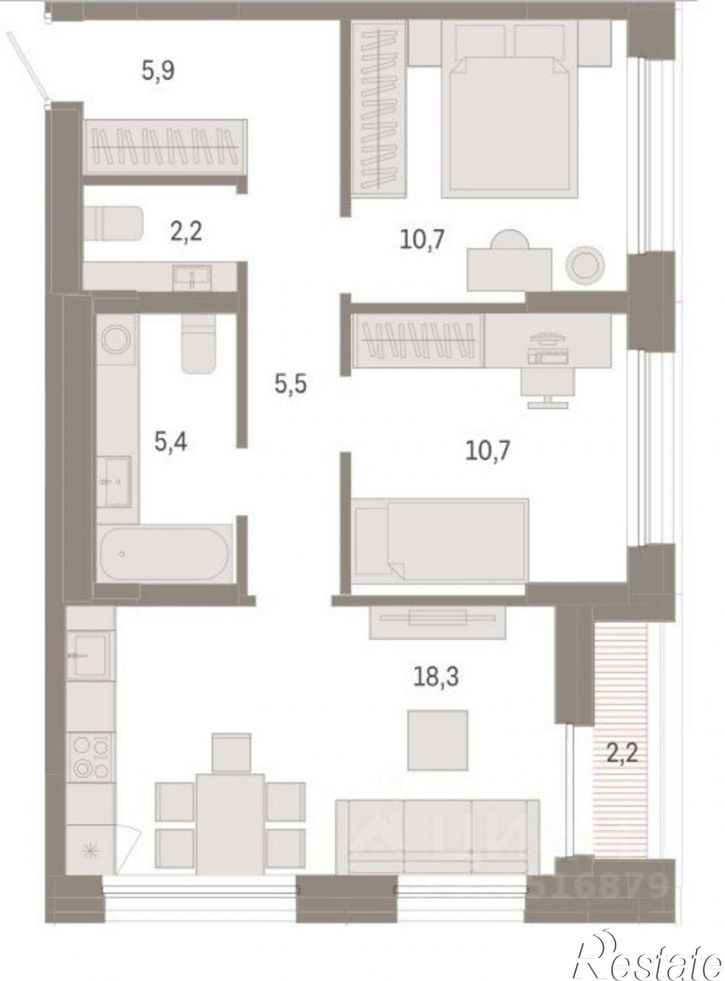 2-комн квартира улица Республики, 205,  д. 205