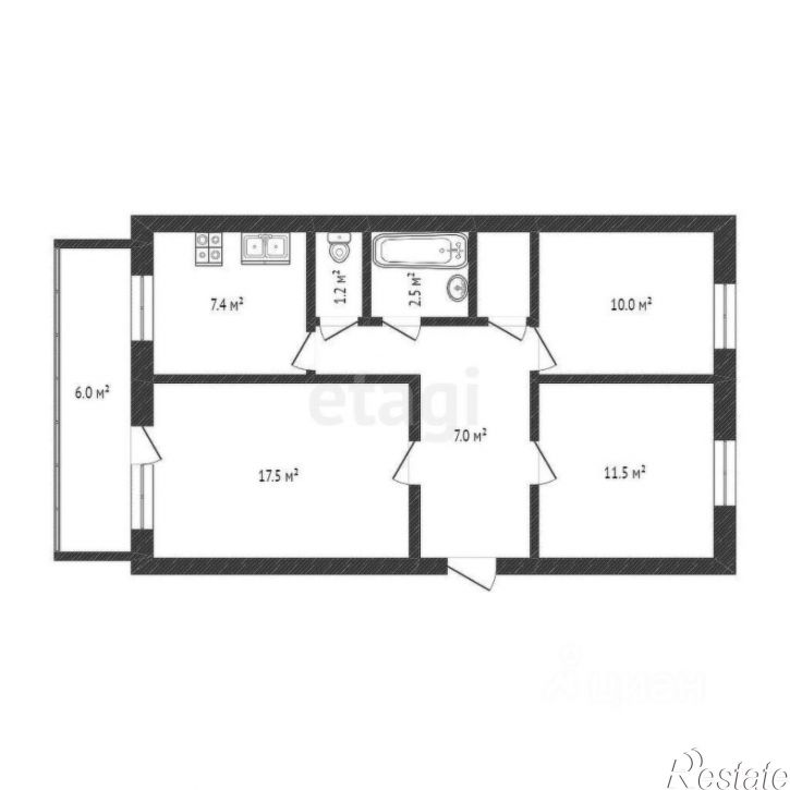 3-комн квартира улица Мира, 65А,  д. 65А