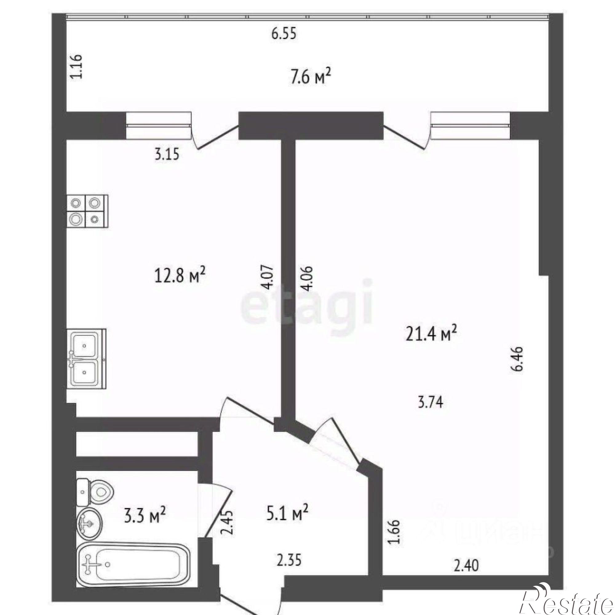Купить квартиру за 5 300 000 рублей на Заречный проезд, 43