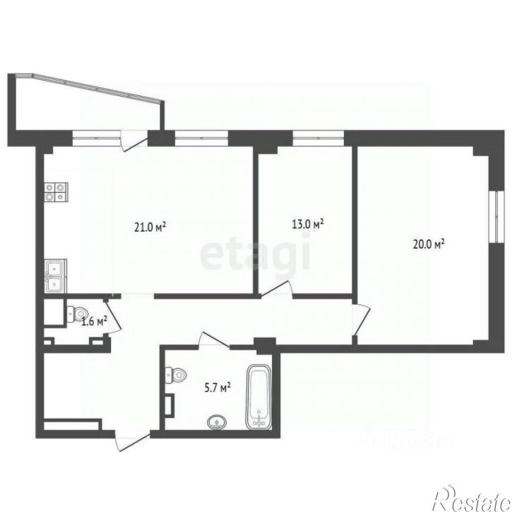 2-комн квартира Заречный проезд, 39 2,  д. 39 2,  к. 2