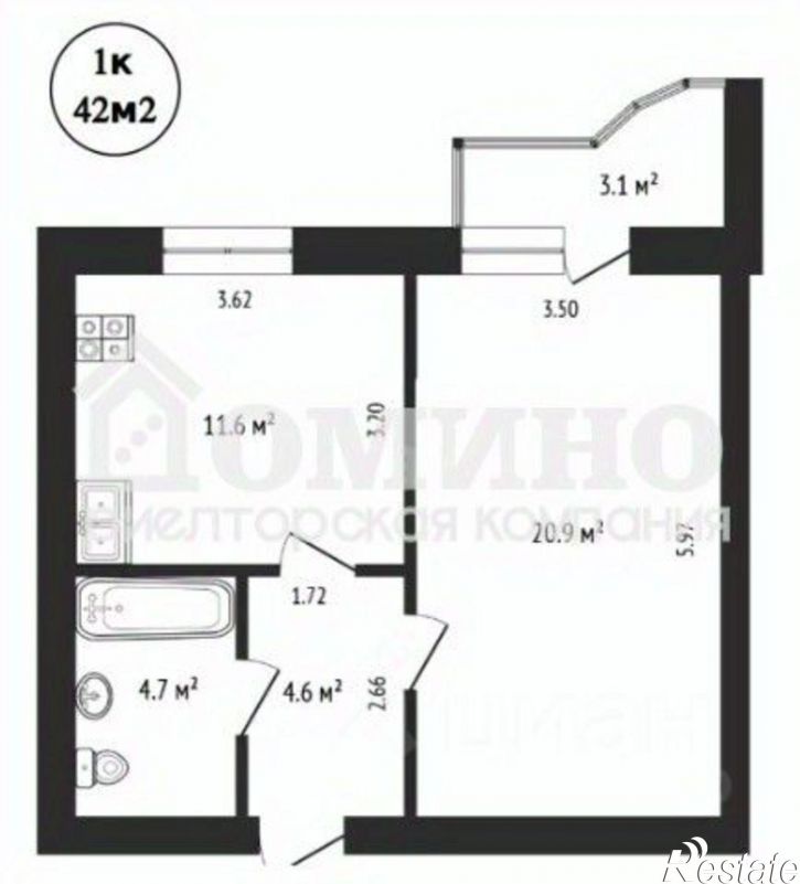 1-комн квартира улица Баумана, 31 к2,  д. 31 к2