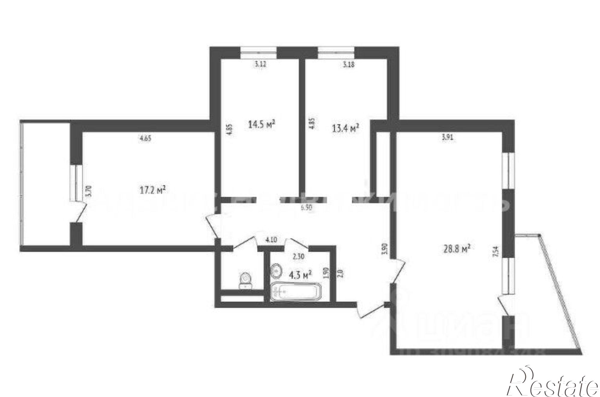 Купить квартиру за 7 900 000 рублей на улица Федюнинского, 7 к1