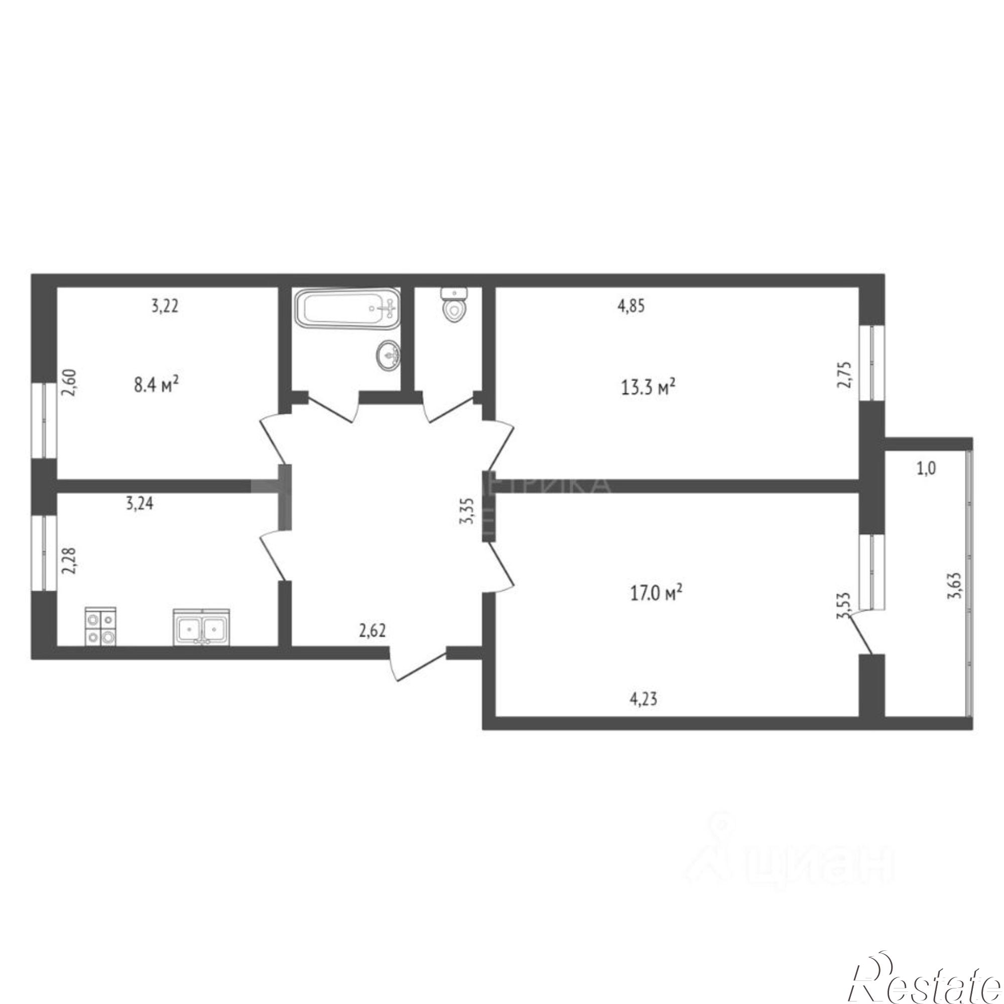 Купить квартиру за 5 100 000 рублей на Боровская улица, 2Б