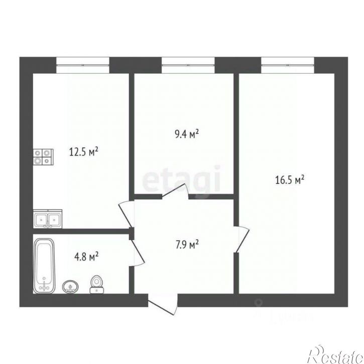 2-комн квартира Новгородская улица, 14,  д. 14