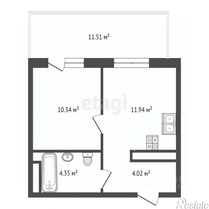 1-комн квартира улица Александра Звягина, 12,  д. 12