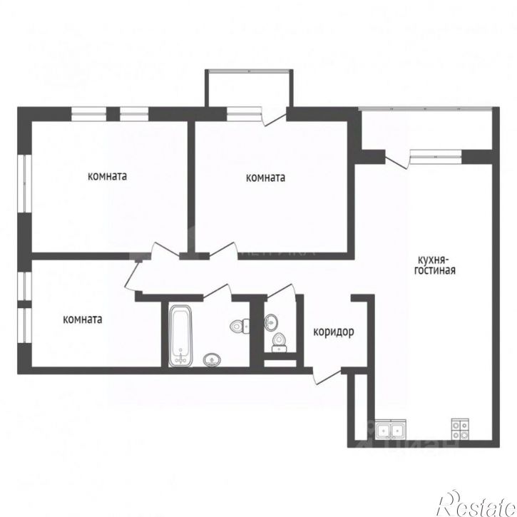 3-комн квартира Полевая улица, 117 к1,  д. 117 к1