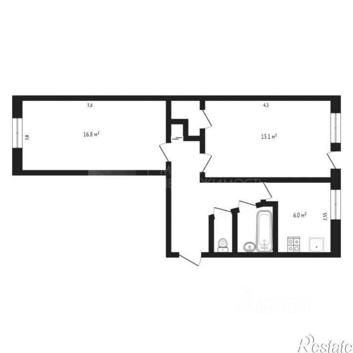 2-комн квартира улица Республики, 158,  д. 158