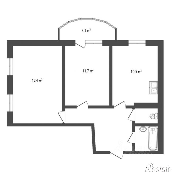 2-комн квартира улица Судостроителей, 21,  д. 21