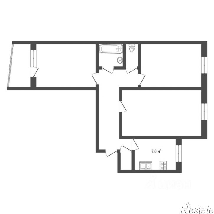 3-комн квартира ул Депутатская, д 95