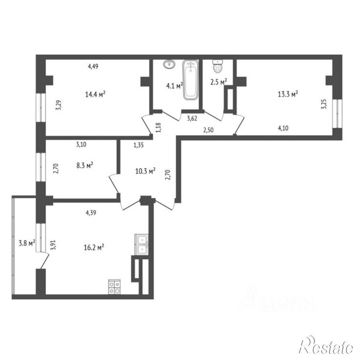 3-комн квартира улица Николая Никитина, 12,  д. 12