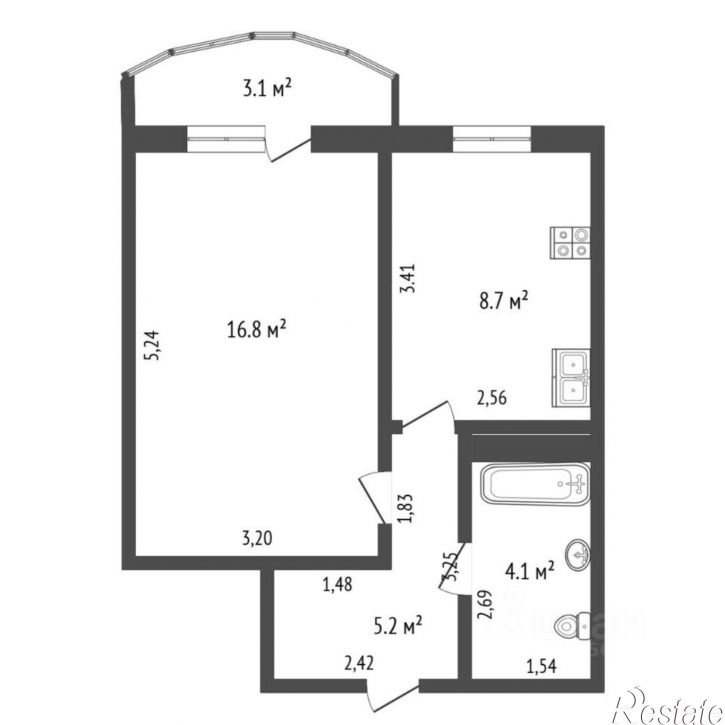 1-комн квартира улица Алексея Леонова, 18,  д. 18