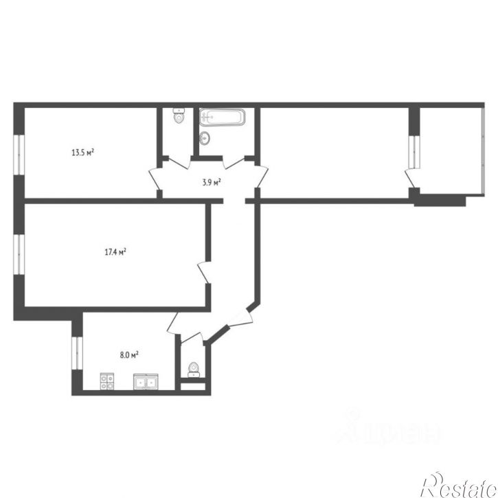 3-комн квартира Ставропольская улица, 2,  д. 2
