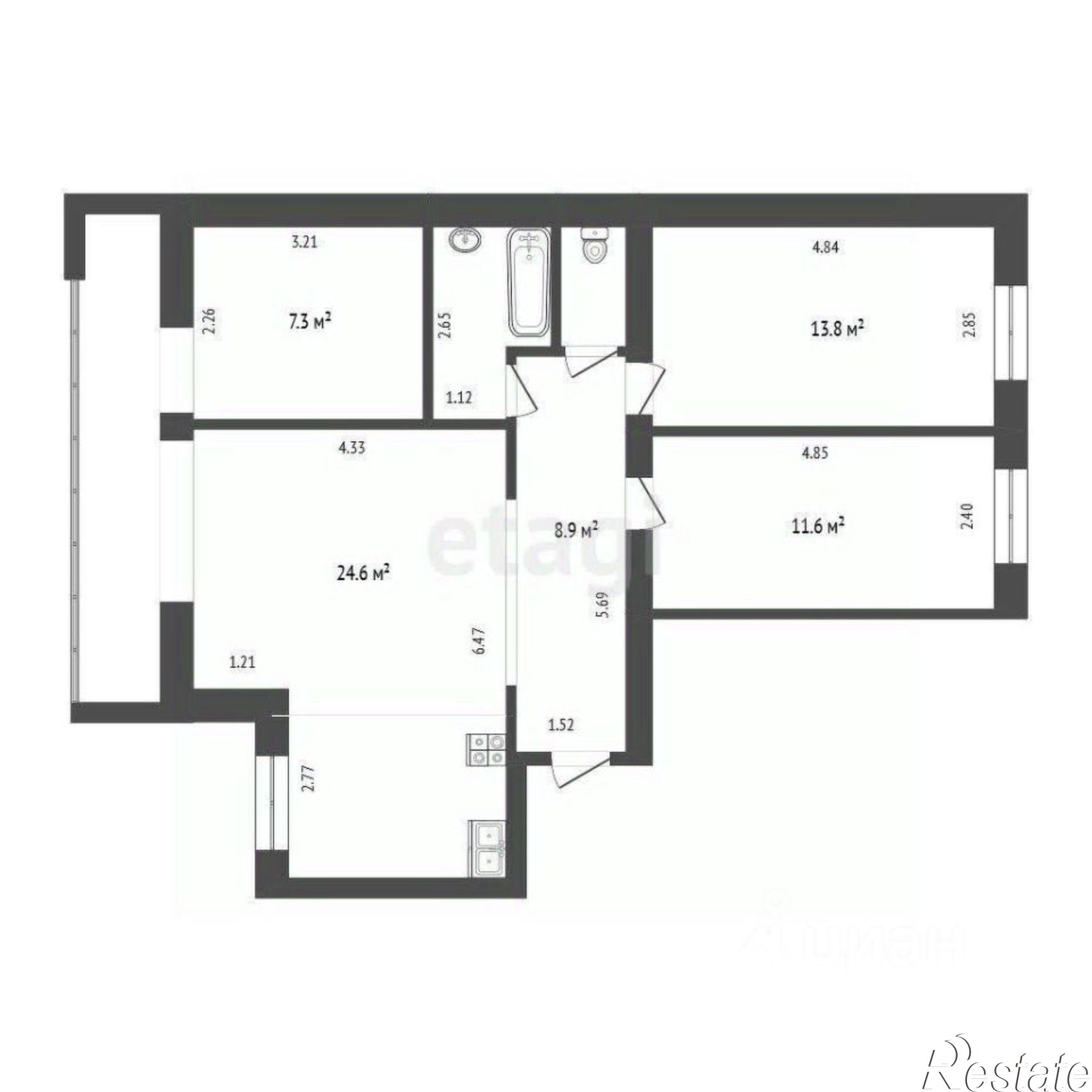 Купить квартиру за 6 100 000 рублей на Транспортная улица, 119/1