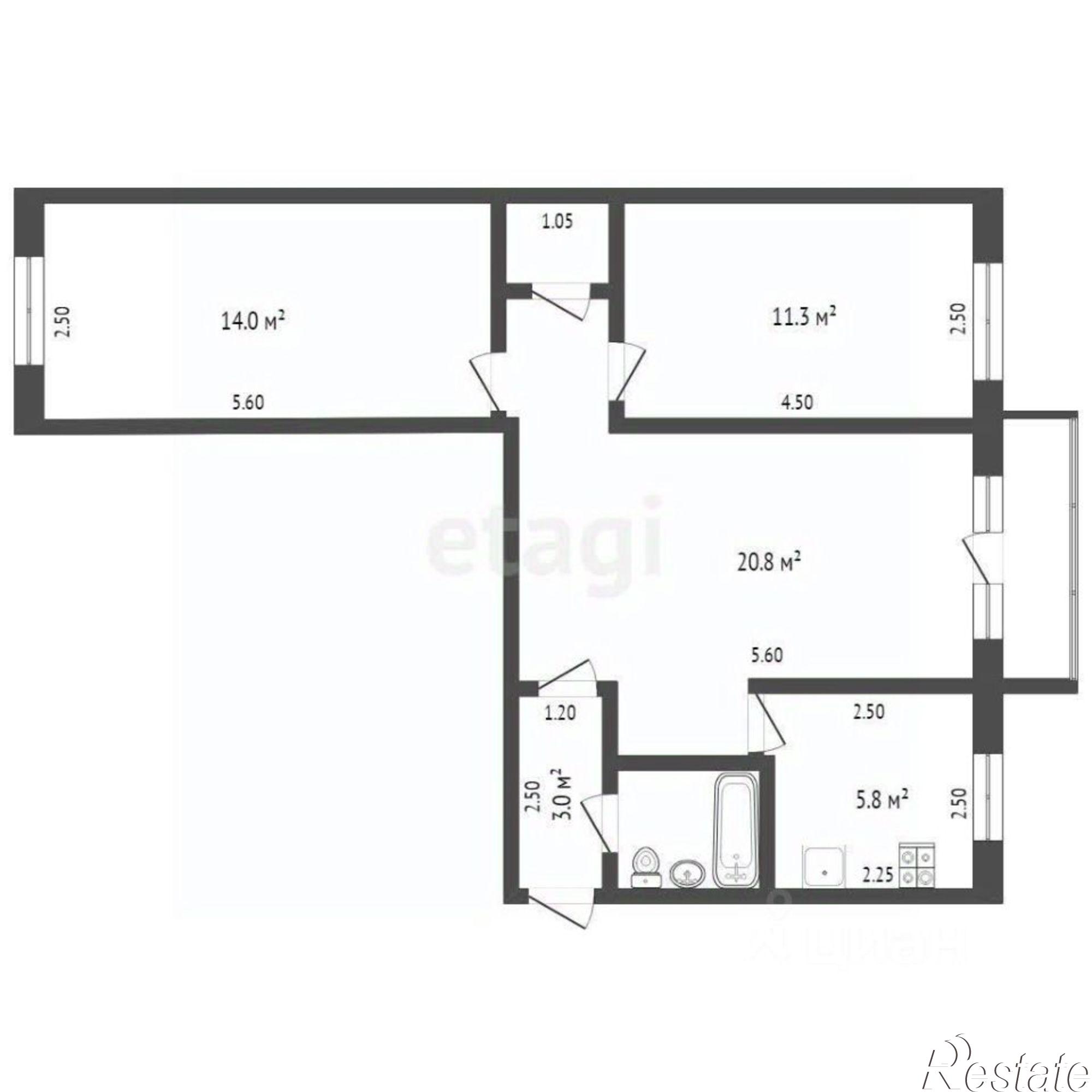 Купить квартиру за 5 680 000 рублей на улица Парфёнова, 36