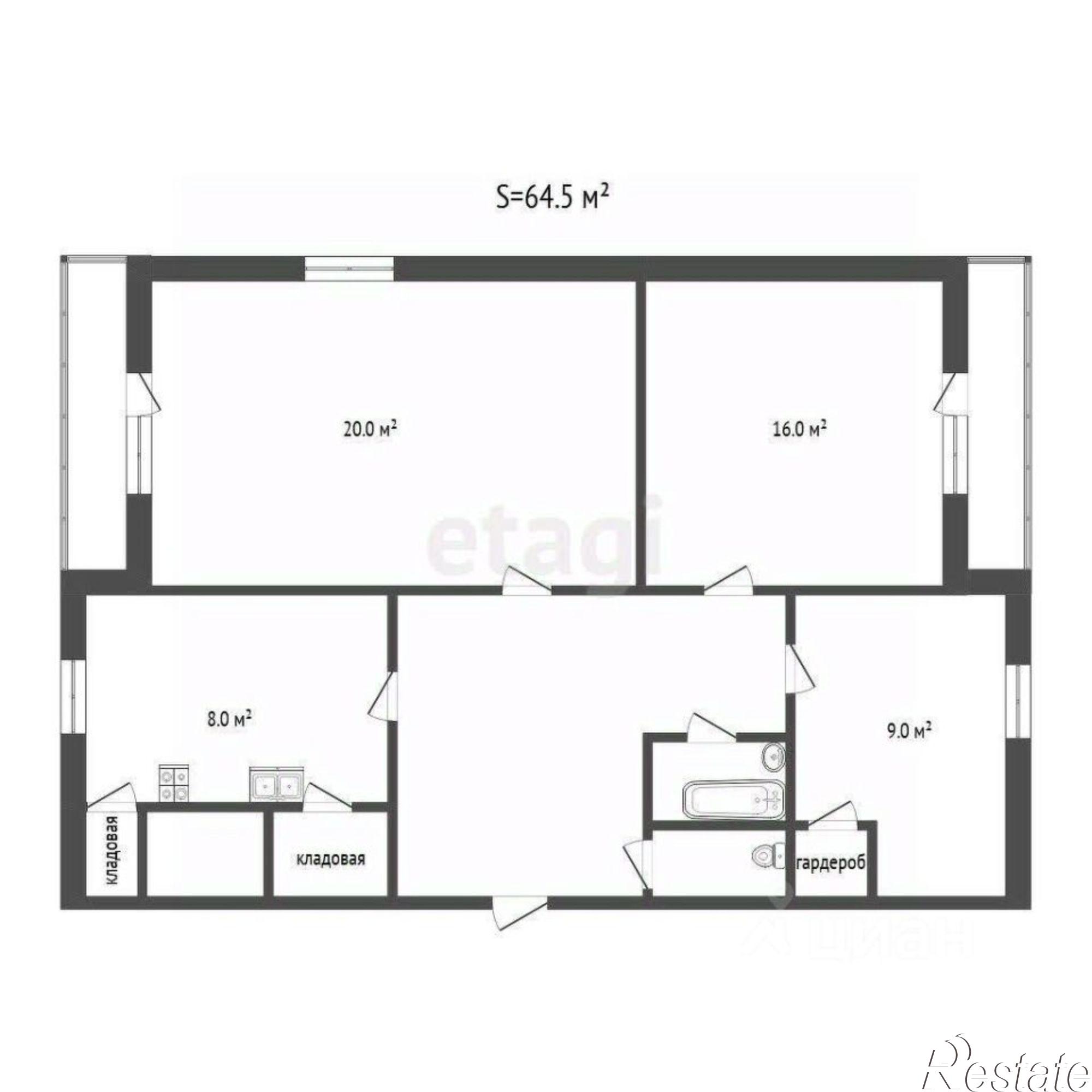 Купить квартиру за 4 400 000 рублей на улица Мелиораторов, 23