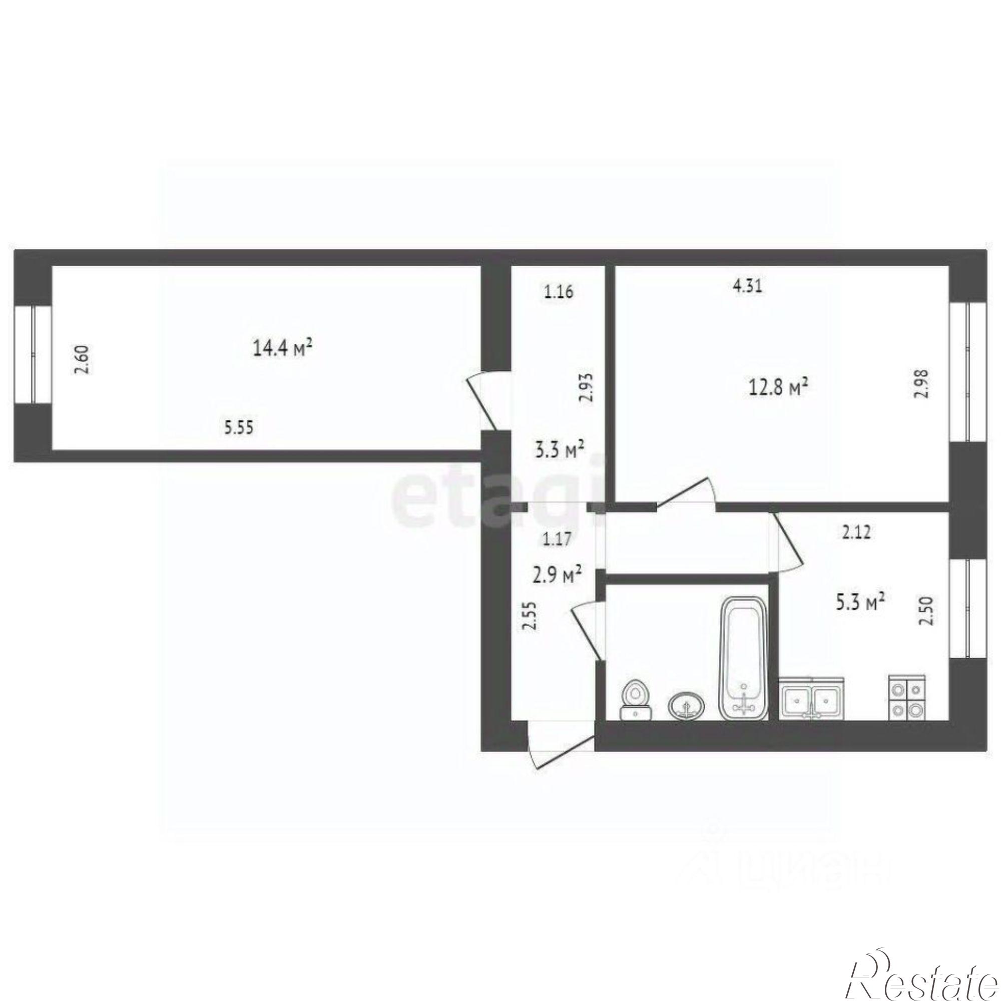 Купить квартиру за 3 900 000 рублей на улица 50 лет ВЛКСМ, 91