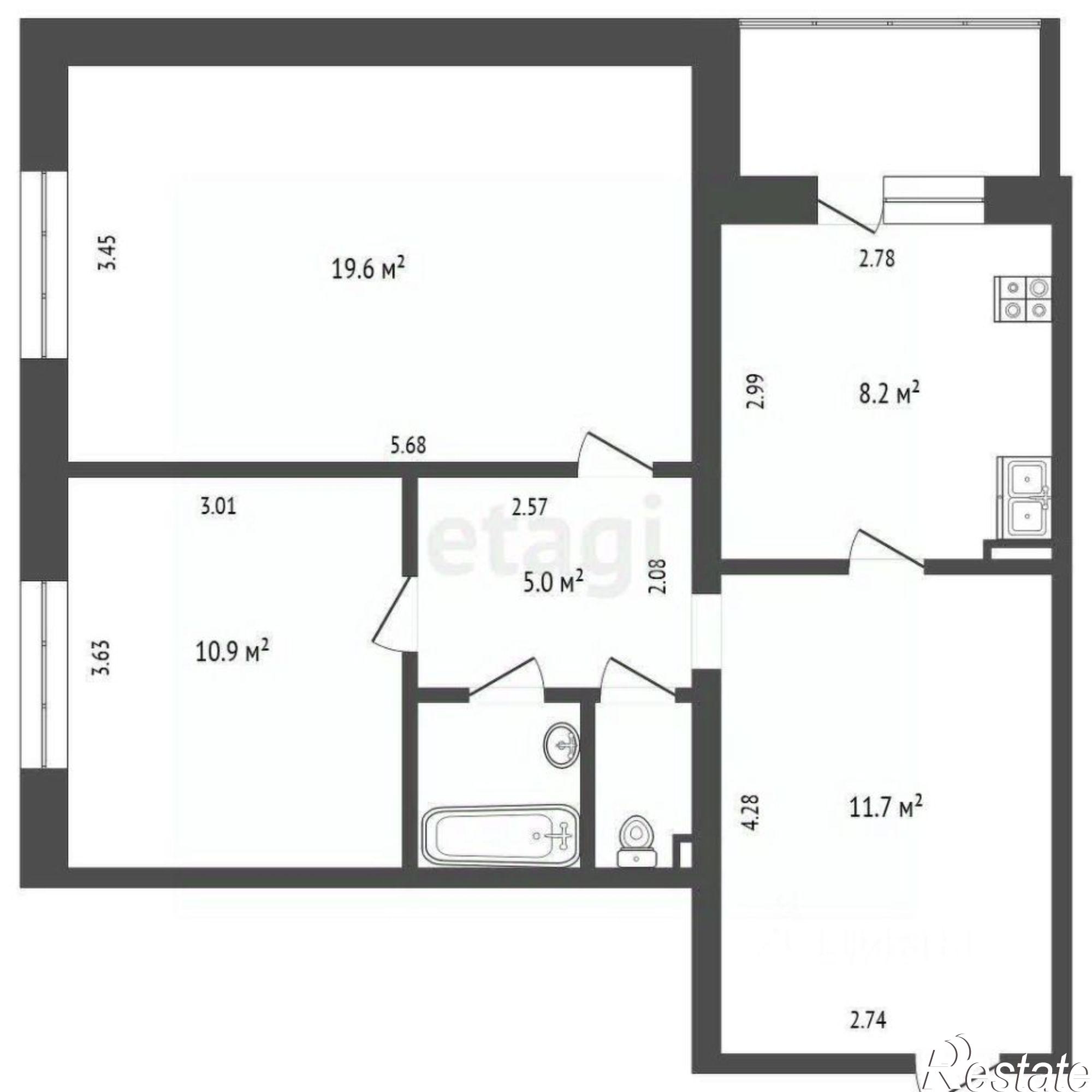 Купить квартиру за 4 000 000 рублей на улица Республики, 258