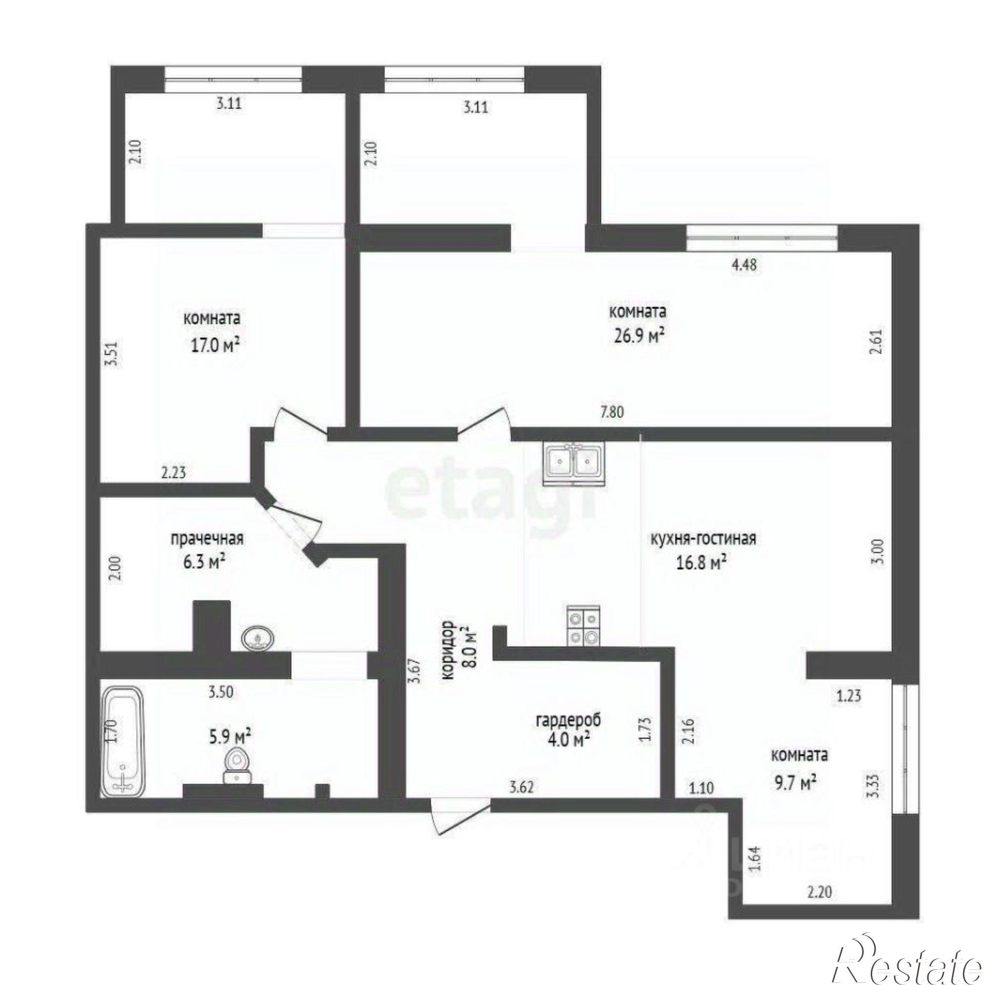 Купить квартиру за 5 750 000 рублей на улица Демьяна Бедного, 83/1