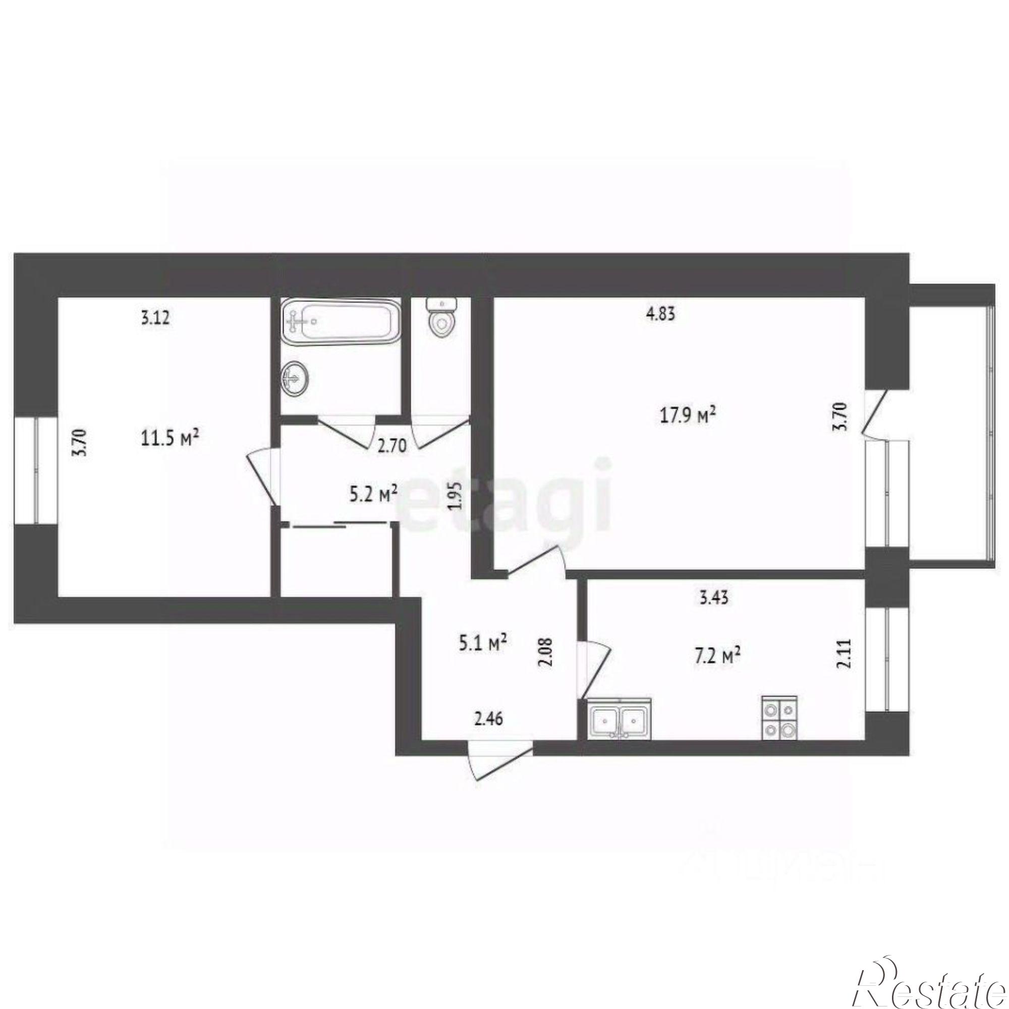 Купить квартиру за 4 490 000 рублей на Полевая улица, 27