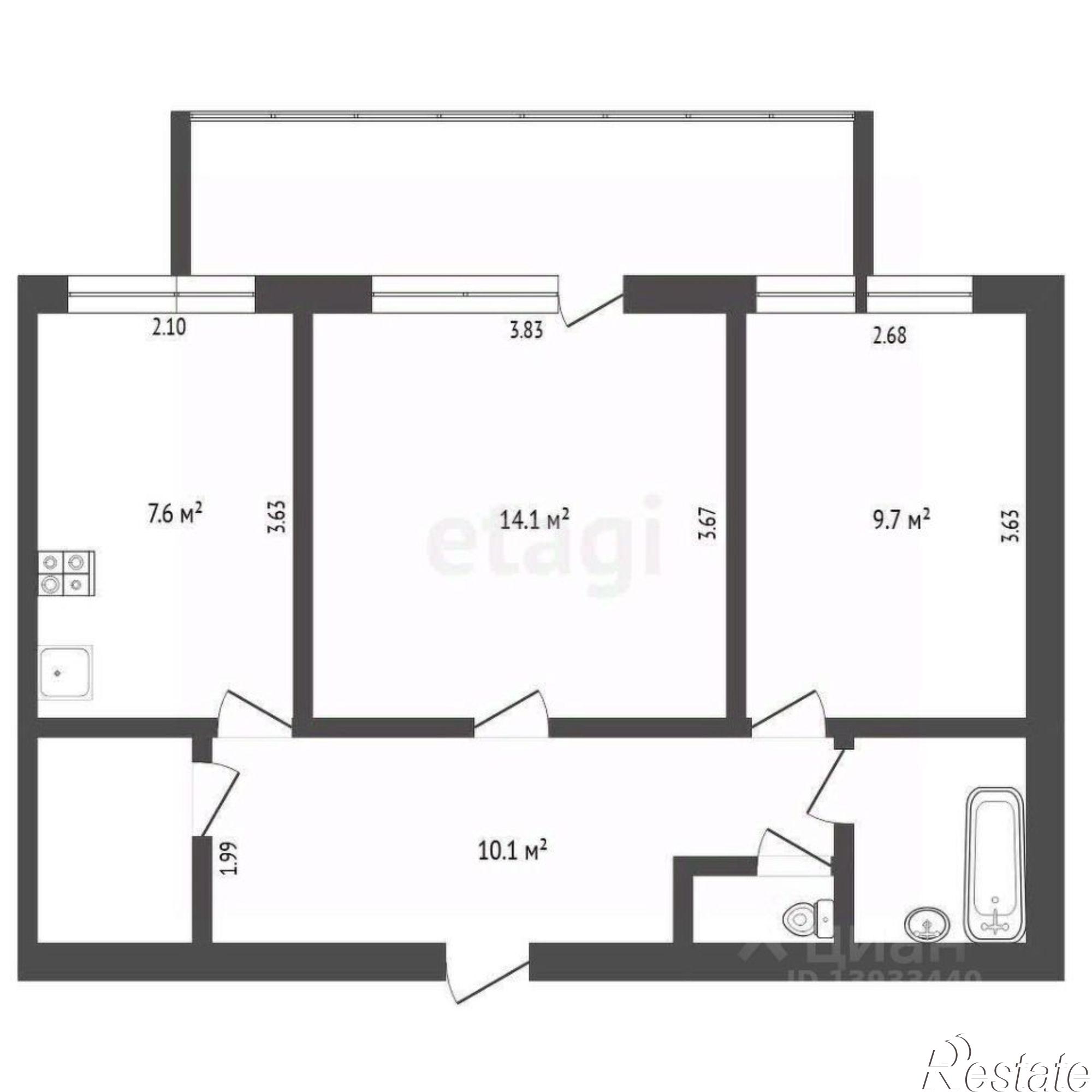 Купить квартиру за 3 785 000 рублей на Дальняя улица, 23