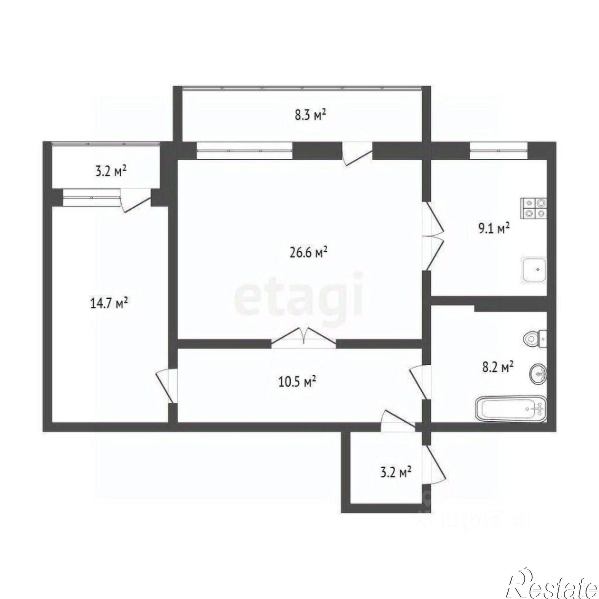 Купить квартиру за 6 100 000 рублей на улица Салтыкова-Щедрина, 55