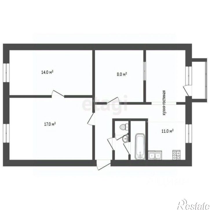 3-комн квартира городской округ Тюмень