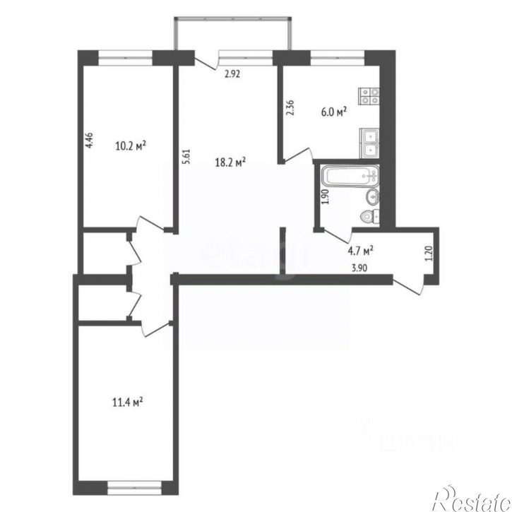 3-комн квартира Рижская улица, 56,  д. 56