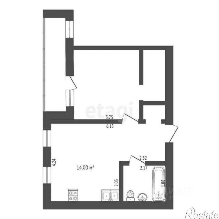 1-комн квартира улица Игоря Комиссарова, 6,  д. 6