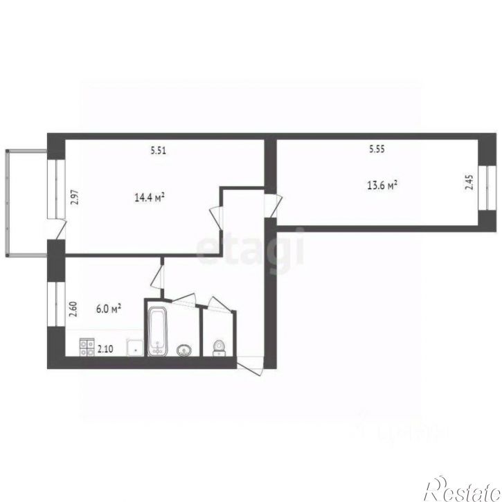 2-комн квартира городской округ Тюмень