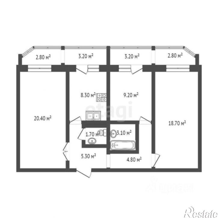 3-комн квартира городской округ Тюмень