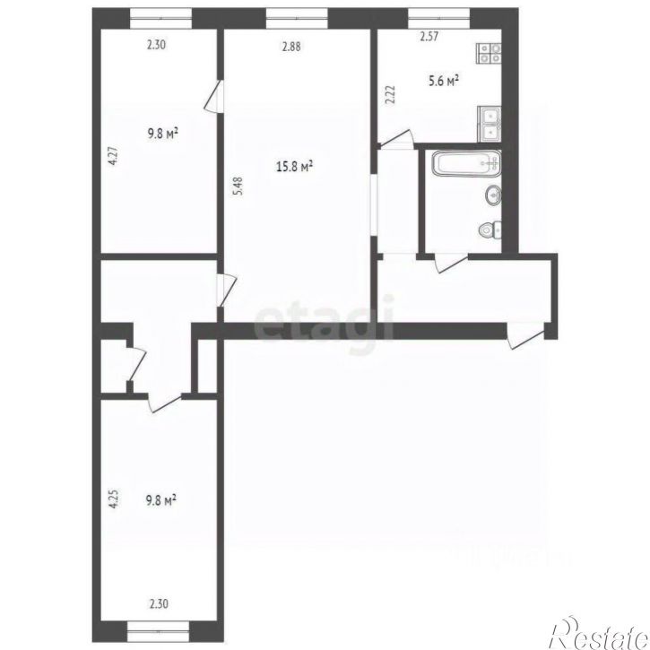 3-комн квартира улица Мира, 8А,  д. 8А