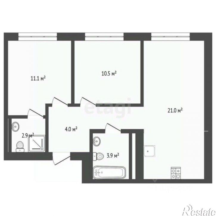 2-комн квартира городской округ Тюмень