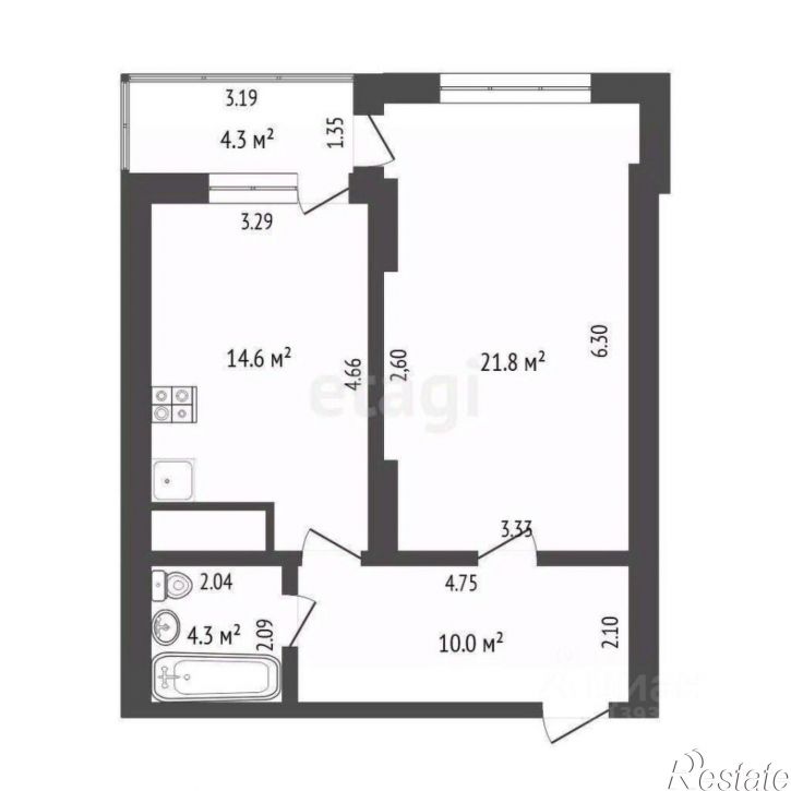 1-комн квартира городской округ Тюмень