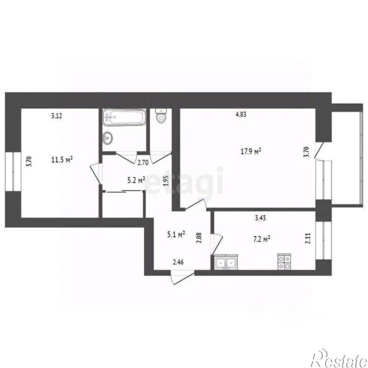 2-комн квартира Полевая улица, 27,  д. 27