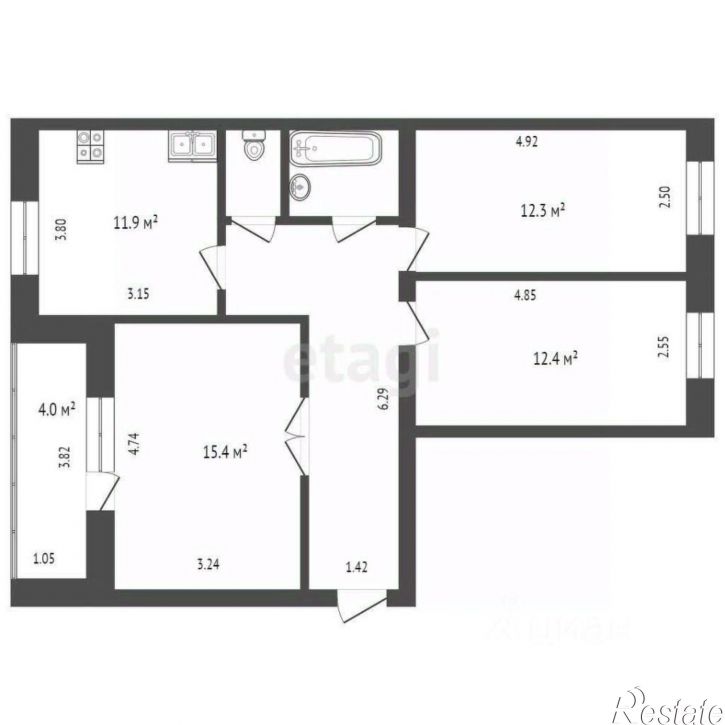 3-комн квартира городской округ Тюмень