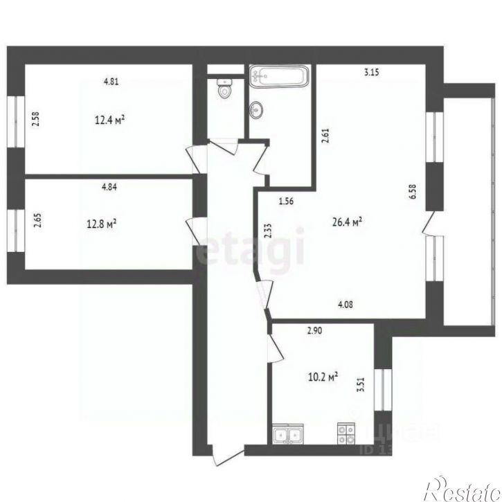 3-комн квартира городской округ Тюмень