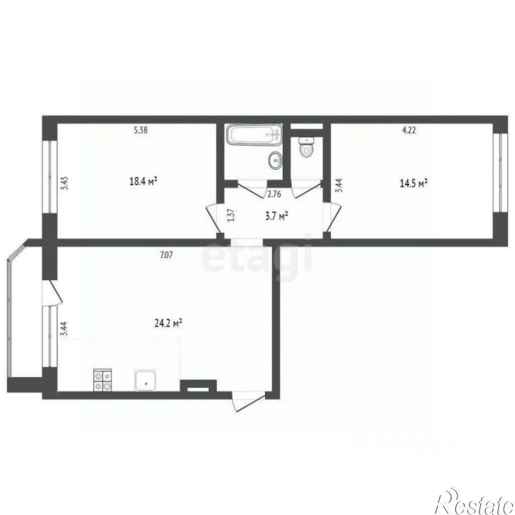 2-комн квартира улица Мельникайте, 89,  д. 89