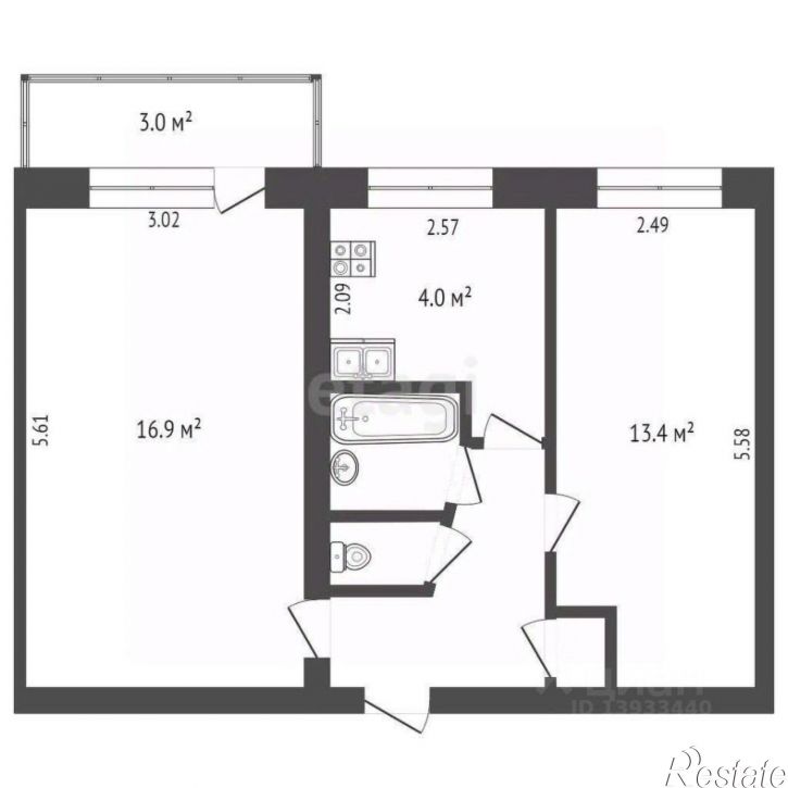 2-комн квартира городской округ Тюмень