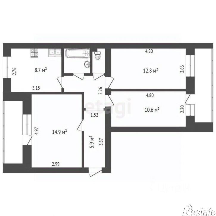 3-комн квартира улица Самарцева, 29,  д. 29