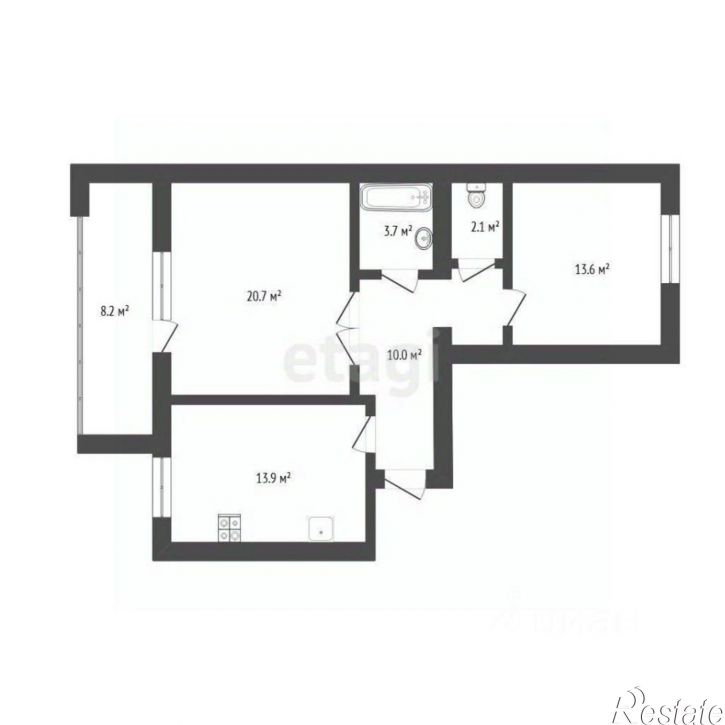 2-комн квартира Кремлёвская улица, 102,  д. 102