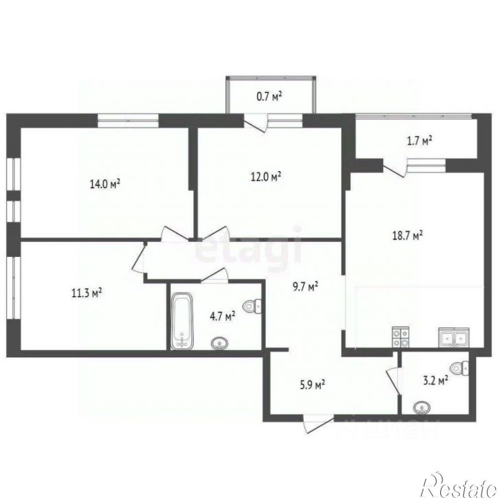 3-комн квартира городской округ Тюмень